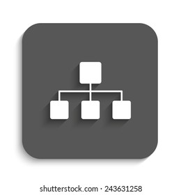 Network - vector icon with shadow on a grey button
