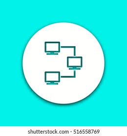 Network vector icon with shadow. Round button for website or app.