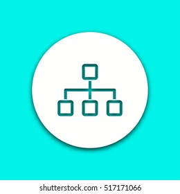 Network vector icon with shadow. Round button for website and mobile app illustration. Background easily be changed to any color.