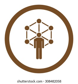 Network vector icon. This flat rounded symbol uses brown color and isolated on a white background.