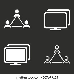 Network vector icon. White illustration isolated on black background for graphic and web design.