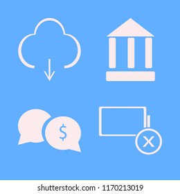 network vector icons set. with empty battery, download, bank and money speech bubbles in set