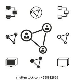 Network vector icons set. Illustration isolated for graphic and web design.