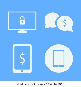 network vector icons set. with money speech bubbles, dollar symbol phone, cyber security and mobile phone in set