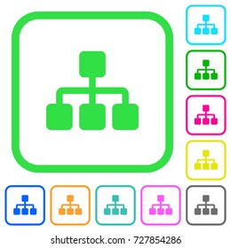 Network vivid colored flat icons in curved borders on white background