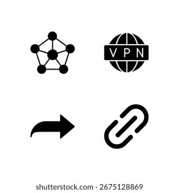 Compartilhamento de VPN de Rede e Conjunto de Ícones de Link para Aplicativo Móvel