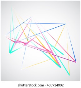 Network wallpaper illusion print outline triangles. Colorful Lines horizontal isolated on white modern background