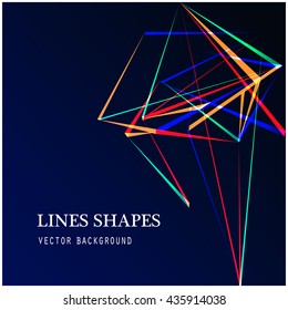 Network wallpaper illusion print outline triangles. Colorful Lines vertical isolated on blue modern background