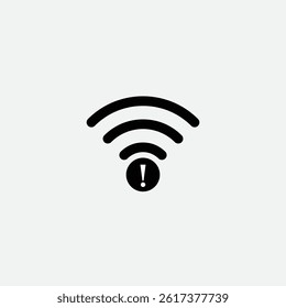network warning icon, WiFi error, wrong, incorrect, disconnect, not available, no signal network, connect, internet WiFi, WLAN, black icon on white background	