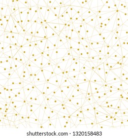 Network web and dots texture seamless vector pattern -gold. Great for space inspired wallpaper, backgrounds, invitations, packaging design projects [Converted]