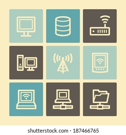 Network web icons, buttons set