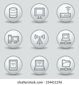 Network web icons , circle white matt buttons