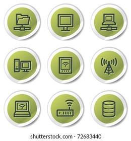 Iconos web de red, pegatinas de círculo verde