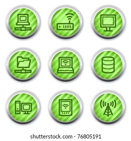 Network web icons , green glossy circle buttons
