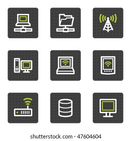 Network web icons, grey square buttons series