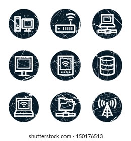 Network web icons, grunge circle buttons
