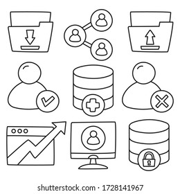 Netzwerk- und Web-Icons handgezeichnete Doodline