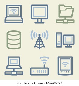 Network web icons, money color set