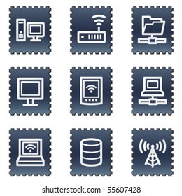 Network web icons, navy stamp series