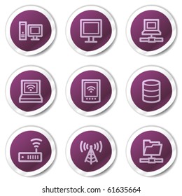 Network web icons, purple stickers series