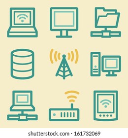 Network web icons, retro colors