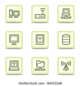 Network web icons, salad green buttons
