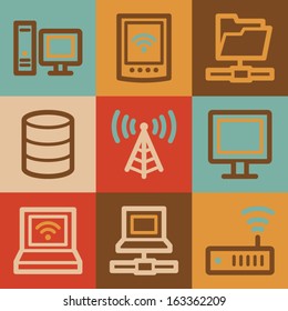 Network web icons, vintage series