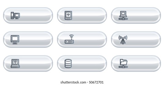 Network web icons, white  buttons with copyspace