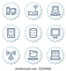 Network web icons, white buttons