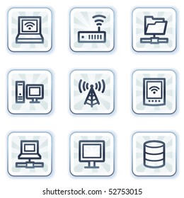 Network web icons, white square buttons