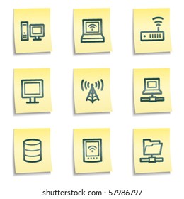 Iconos web de red, series de notas amarillas