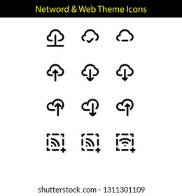network and web theme icon with line style