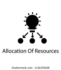 
A network where light bulb, a team lead, sending some transitions to team members, whole idea describing icon for allocation of resources 
