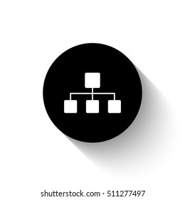 Network - white vector icon  with shadow