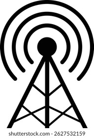 Network and WiFi Tower Icon – A Wireless Communication Concept Representing Connectivity, Signal Strength, and Digital Transmission