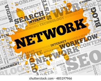 NETWORK word cloud collage, business concept background