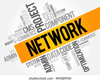 Network word cloud collage, business concept background
