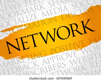 Network word cloud collage, business concept background