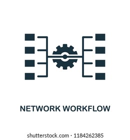 Network Workflow icon. Monochrome style design from big data collection. UI. Pixel perfect simple pictogram network workflow icon. Web design, apps, software, print usage.