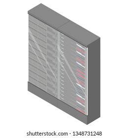 Network workstation server room concept. Server racks.