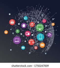 Network world, blockchain, Internet of things concept vector image