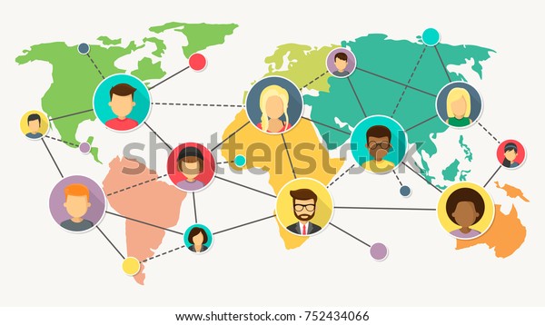 Network World Map Flat Design Vector Stock Vector (Royalty Free) 752434066