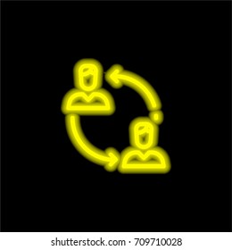 Network yellow glowing neon ui ux icon. Glowing sign logo vector
