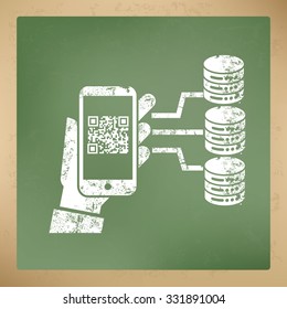 Network,Database design on blackboard background,vector