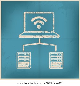 Network,database design on old background,vector