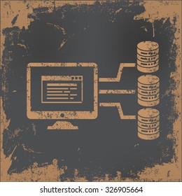Network,database design on old paper background,vector