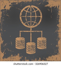 Network,database design on old paper background,vector