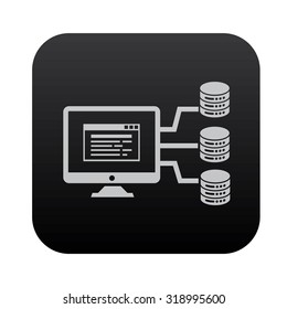 Network,database icon design on black button,clean vector