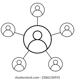 Networked connections, visualize interpersonal relations, team structure, or a social ecosystem with connected individuals.