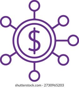 Vernetztes Finanzierungskonzept zur Darstellung verteilter Finanzverbindungen, einzeln auf weißem Hintergrund, Abbildung